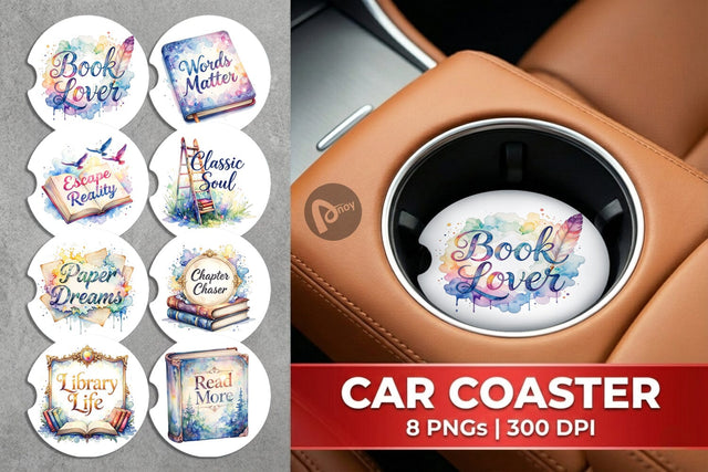 Car Coaster Bookworm Quotes Sublimation artnoy 