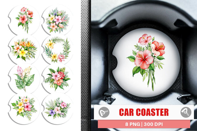 Car Coaster Botanical Bloom Sublimation artnoy 