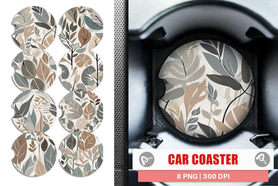 Car Coaster Botanical Elements Pattern Sublimation artnoy 