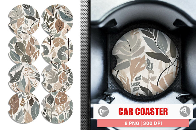 Car Coaster Botanical Elements Pattern Sublimation artnoy 