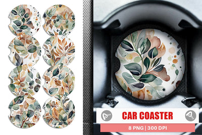 Car Coaster Botanical Organic Pattern Sublimation artnoy 