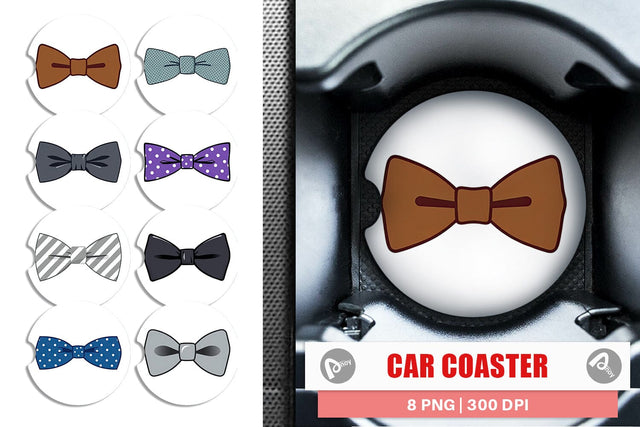 Car Coaster Bowtie Sublimation artnoy 