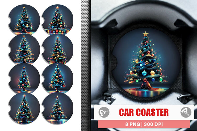 Car Coaster Bright Christmas Tree Sublimation artnoy 