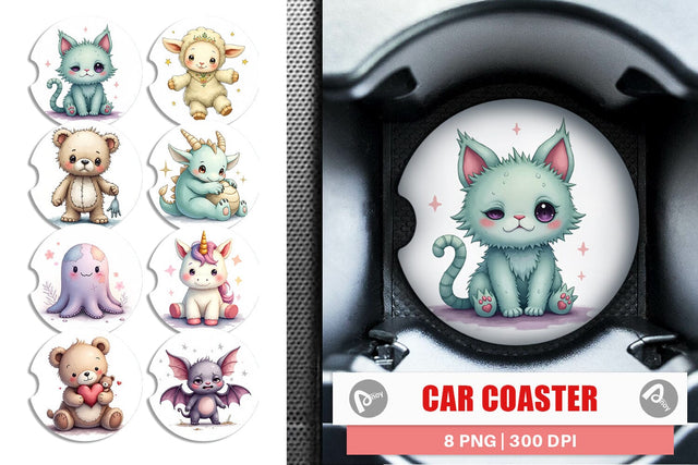 Car Coaster Broken Plushie Spirits Sublimation artnoy 