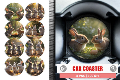 Car Coaster Bunny on Summer Sublimation artnoy 