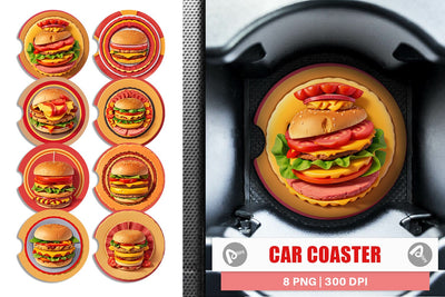 Car Coaster Burger Sandwiches Sublimation artnoy 