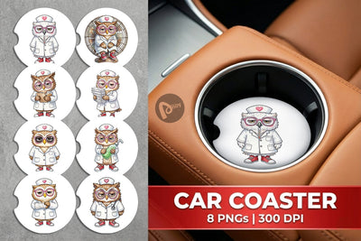 Car Coaster Burnout Owl Nurse Lifestyle Sublimation artnoy 