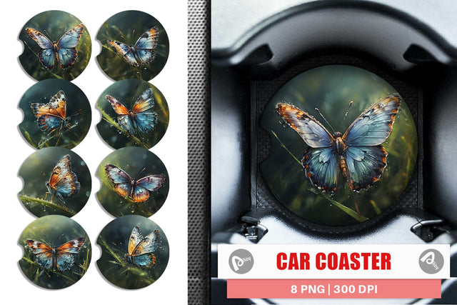 Car Coaster Butterfly Illustration Sublimation artnoy 