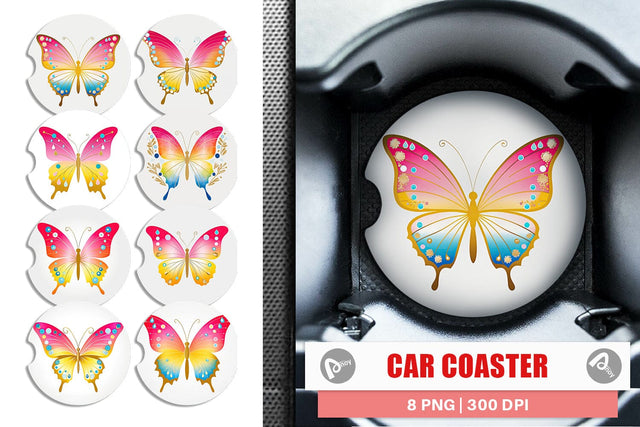 Car Coaster Butterfly Sublimation artnoy 