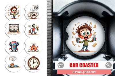 Car Coaster Caffeine Commerce Sublimation artnoy 