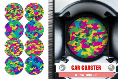 Car Coaster Camouflage Colorful Sublimation artnoy 