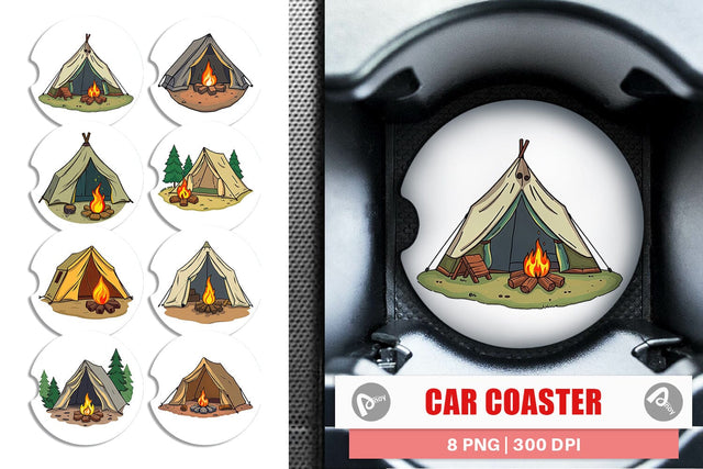 Car Coaster Camping Tent Sublimation artnoy 