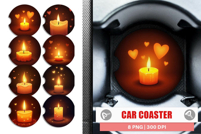 Car Coaster Candle Glow Sublimation artnoy 