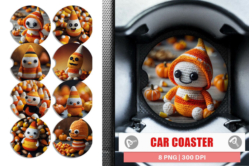 Car Coaster Candy Corn Knitted Sublimation artnoy 