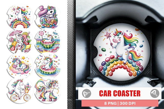 Car Coaster Candy Unicorn Summer Sublimation artnoy 