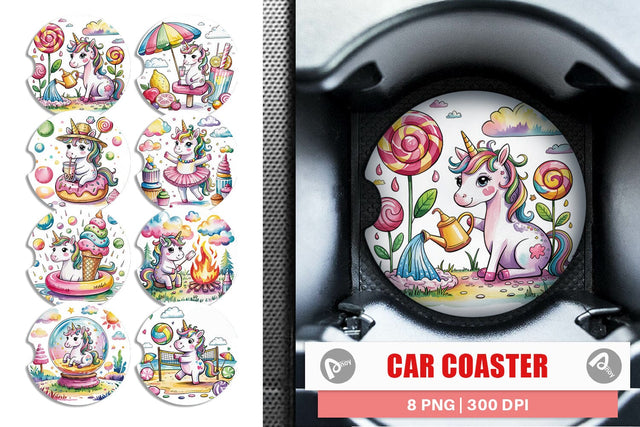Car Coaster Candy Unicorn Summer Sublimation artnoy 