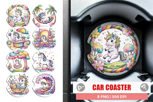 Car Coaster Candy Unicorn Summer Sublimation artnoy 