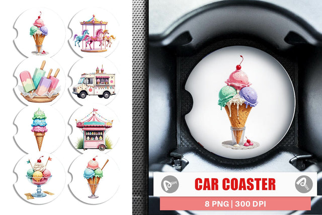 Car Coaster Carnival Ice Cream Sublimation artnoy 