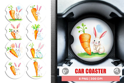 Car Coaster Carrot Bunny Sublimation artnoy 