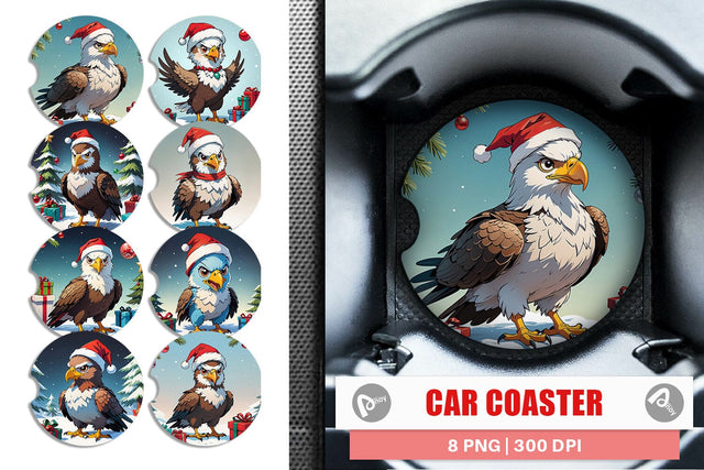 Car Coaster Cartoon Christmas Eagle Sublimation artnoy 