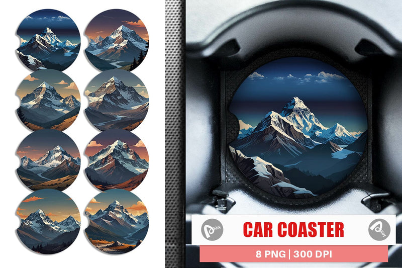 Car Coaster Cartoon Mount Everest Sublimation artnoy 