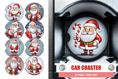 Car Coaster Cartoon Santa Claus Sublimation artnoy 