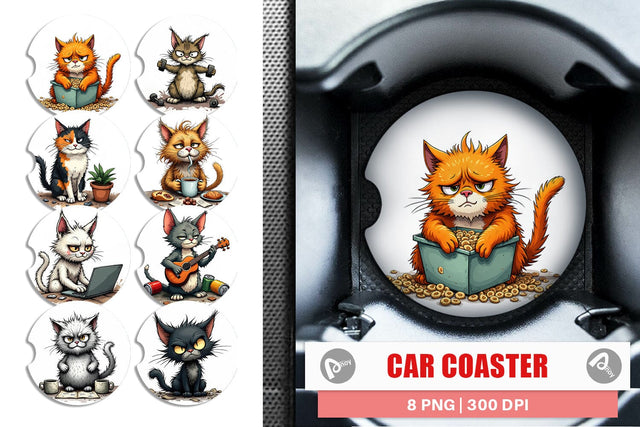 Car Coaster Cat Chaos Sublimation artnoy 