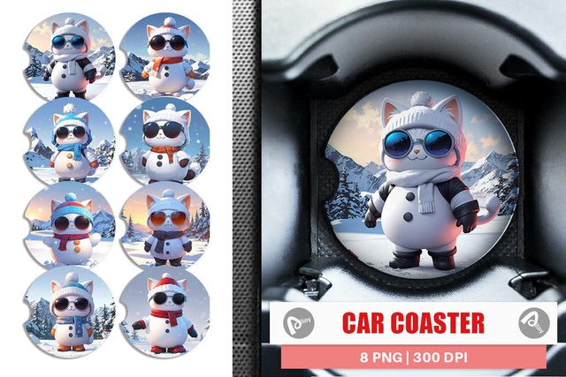 Car Coaster Cat Christmas Sublimation artnoy 