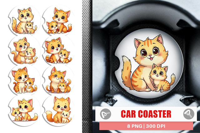 Car Coaster Cat Mother's Day Sublimation artnoy 