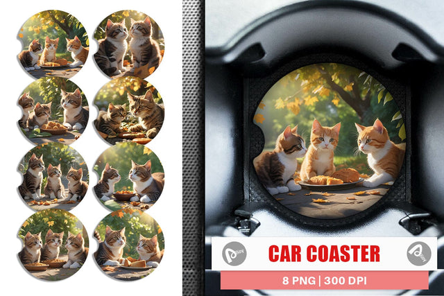 Car Coaster Cat on Summer Sublimation artnoy 