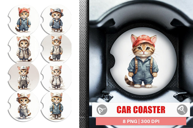 Car Coaster Cat Work Sublimation artnoy 