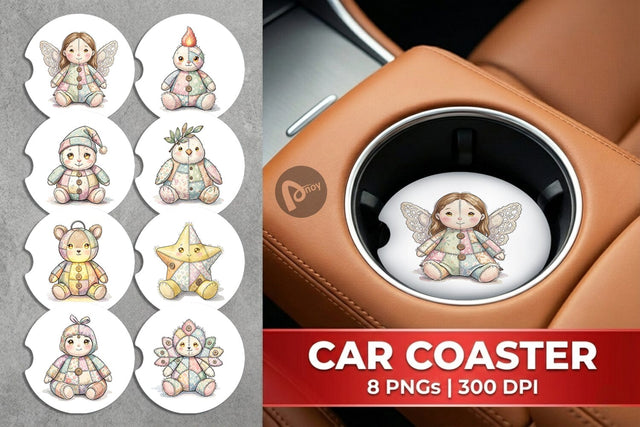 Car Coaster Celestial Holiday Patchwork Watercolor Sublimation artnoy 
