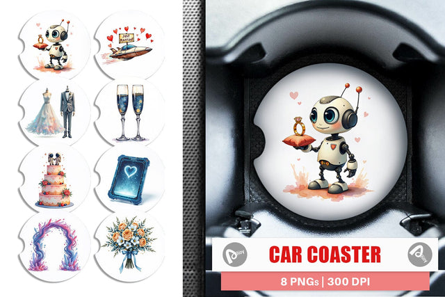 Car Coaster Celestial Union Sci-Fi Wedding Sublimation artnoy 