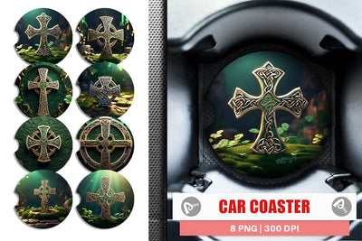 Car Coaster Celtic Pattern Patrick Day Sublimation artnoy 