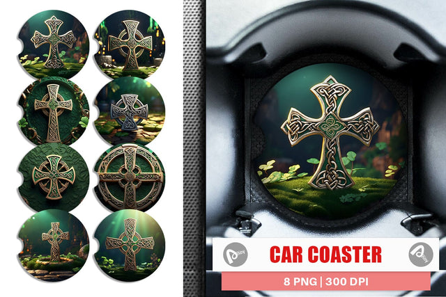 Car Coaster Celtic Pattern Patrick Day Sublimation artnoy 