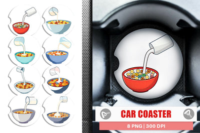 Car Coaster Cereal Bowl with Milk Sublimation artnoy 