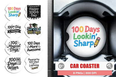 Car Coaster Chalkboard Celebration 100 Days Quotes Sublimation artnoy 