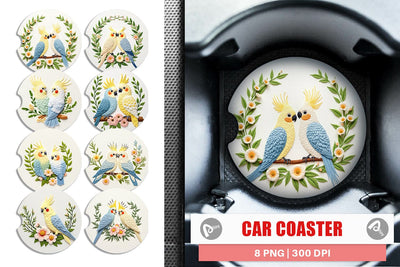 Car Coaster Chameleon Embroidery Sublimation artnoy 