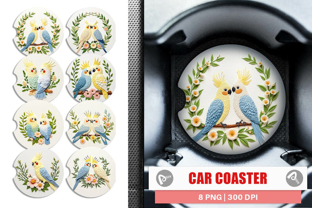 Car Coaster Chameleon Embroidery Sublimation artnoy 