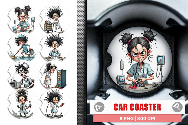Car Coaster Chaotic Nurse Sublimation artnoy 