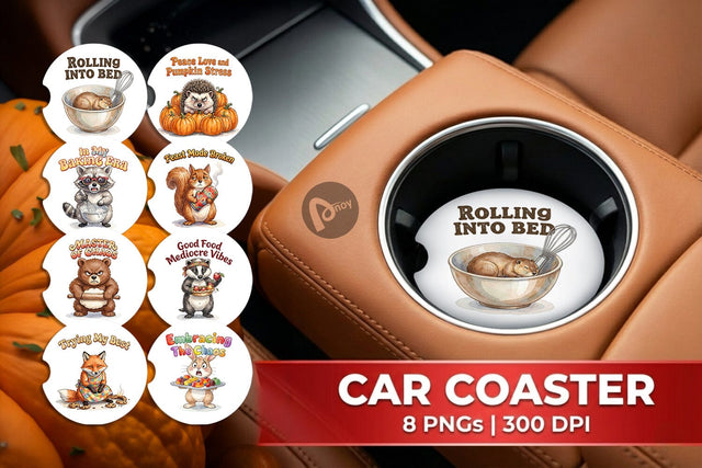 Car Coaster Chaotic Retro Baking Watercolor Sublimation artnoy 