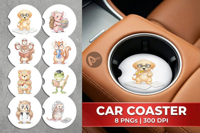 Car Coaster Chaotic Study Animal Watercolor Sublimation artnoy 