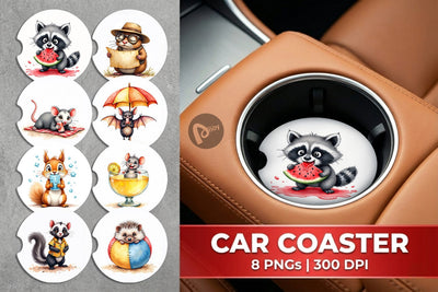 Car Coaster Chaotic Summer Critters Sublimation artnoy 