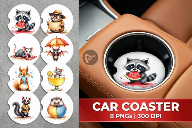 Car Coaster Chaotic Summer Critters Sublimation artnoy 