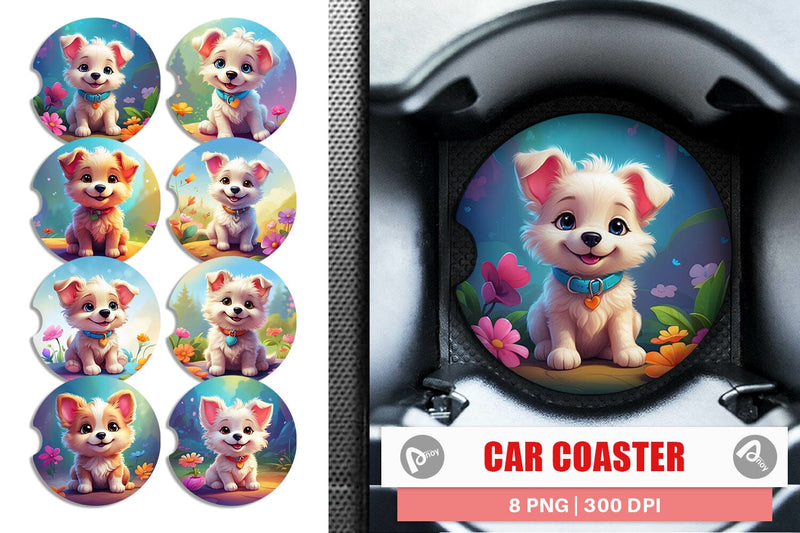 Car Coaster Charming Baby Dog Sublimation artnoy 