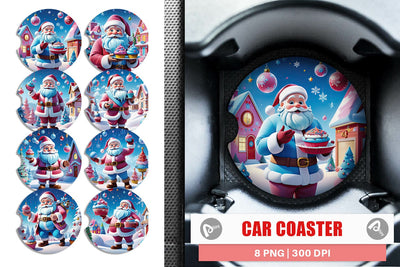 Car Coaster Cheerful Santa Claus Sublimation artnoy 