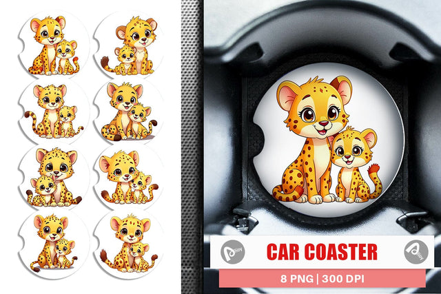 Car Coaster Cheetah Mother's Day Sublimation artnoy 