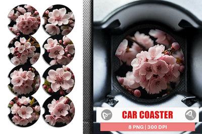 Car Coaster Cherry Blossom Sublimation artnoy 