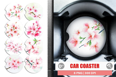 Car Coaster Cherry blossoms Sublimation artnoy 