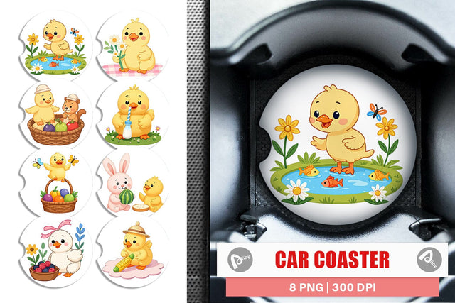 Car Coaster Chicken Picnic Day Sublimation artnoy 